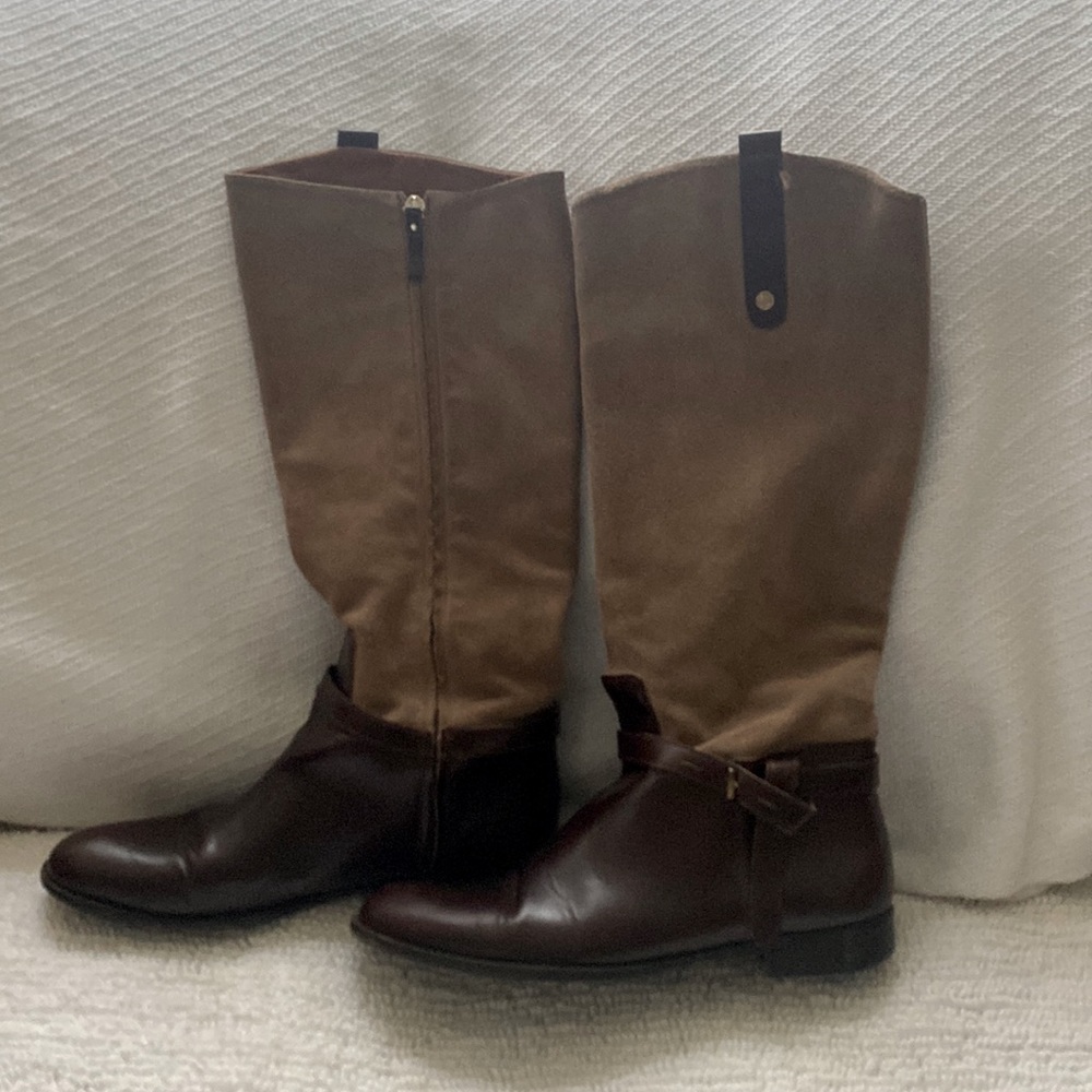 Massimo Dutti Suede & Leather High Zip Boots